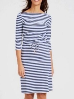 NEW J McLaughlin Marianne Dress Catalina Cloth Stretch Blue White Stripes Sz L